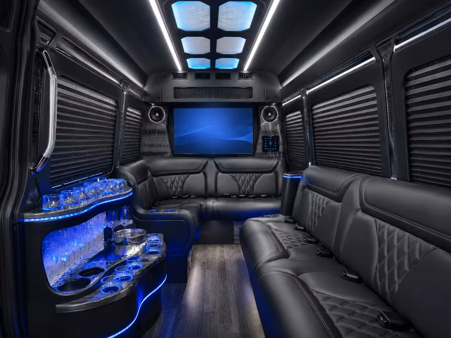 kenosha corporate charter buses with fast wifi power outlets and tray tables
