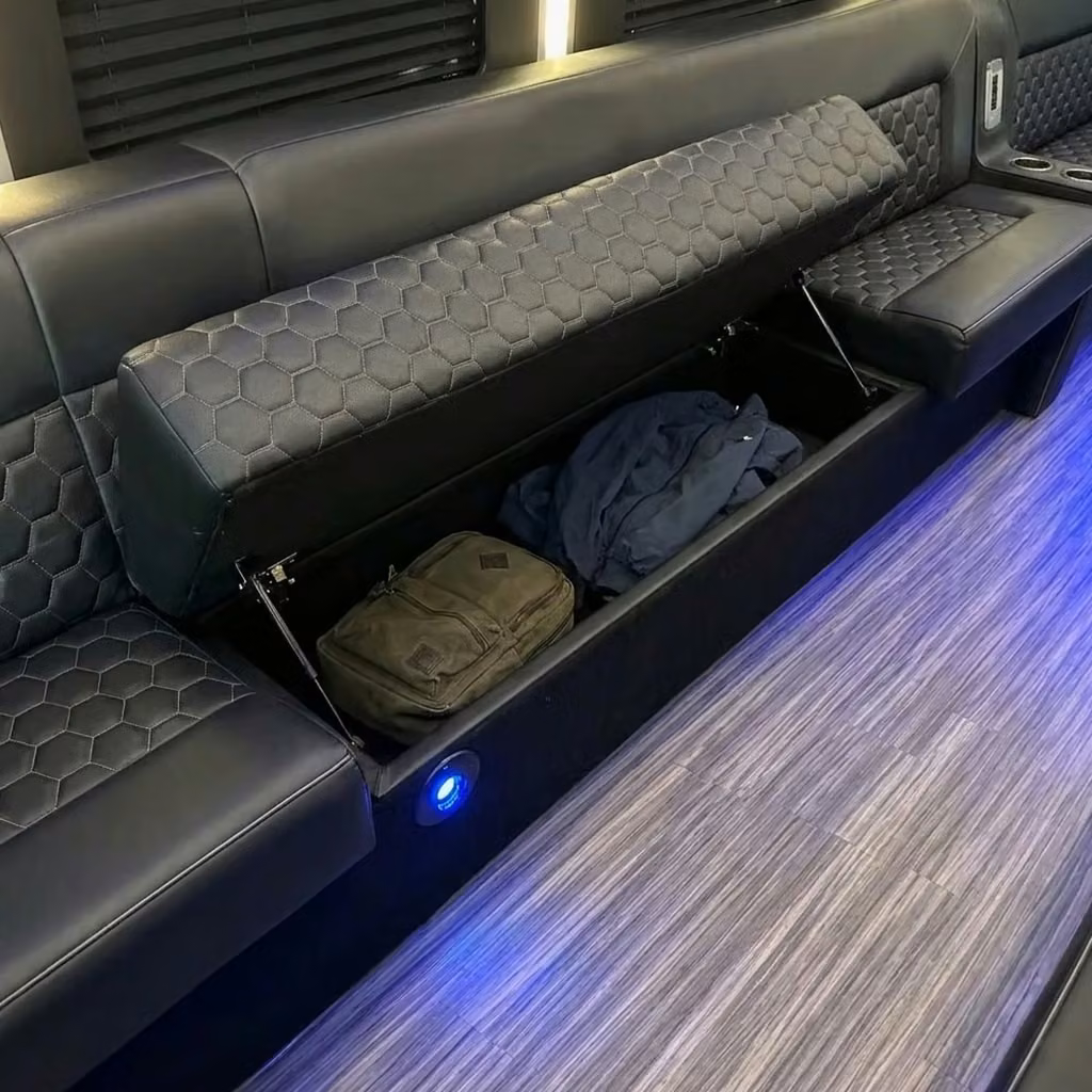 kenosha party bus under seat storage
