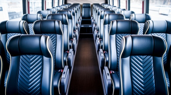 50 passenger charter bus inside skokie